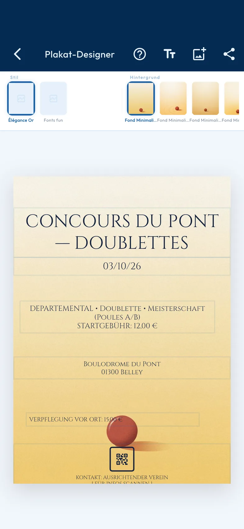 App-Bildschirm: Plakat-Designer