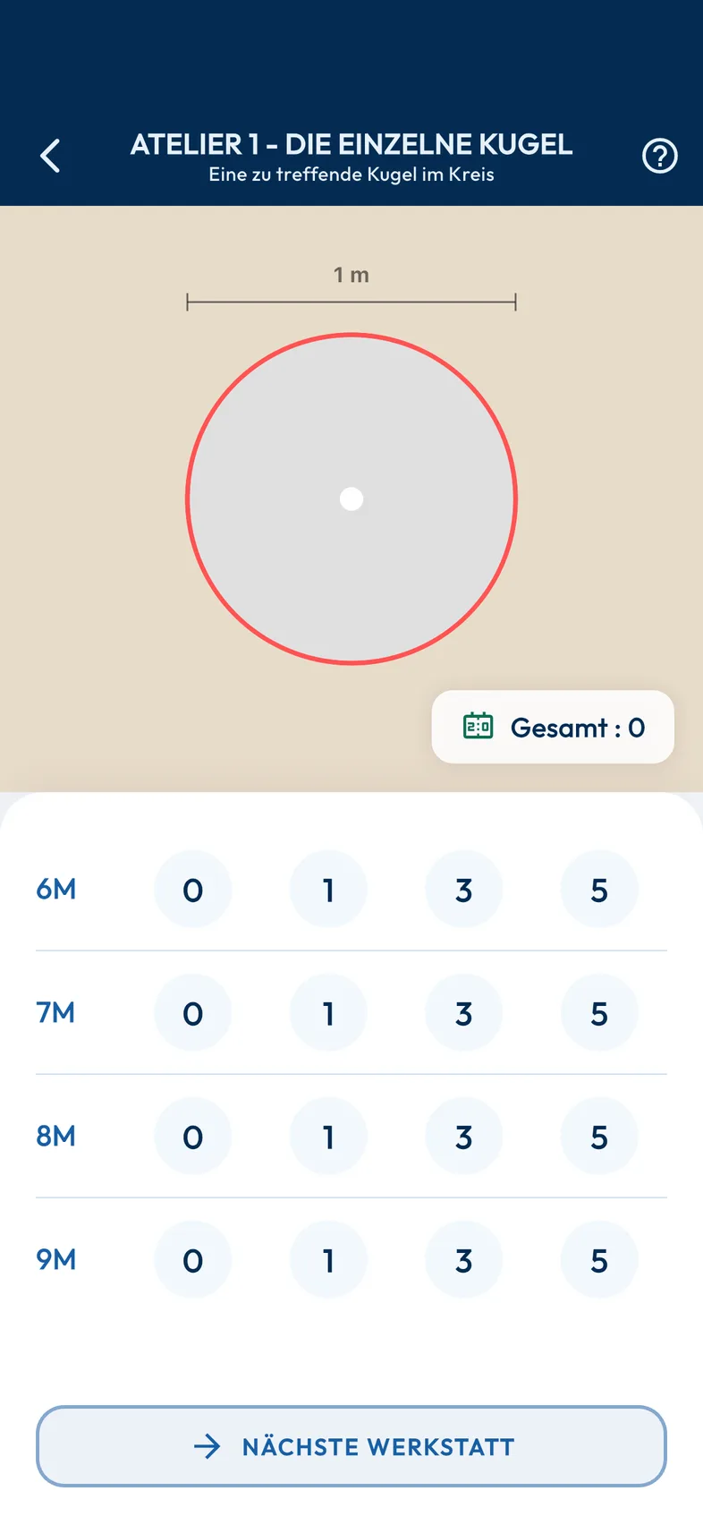 App-Bildschirm: Präzisionsschießen