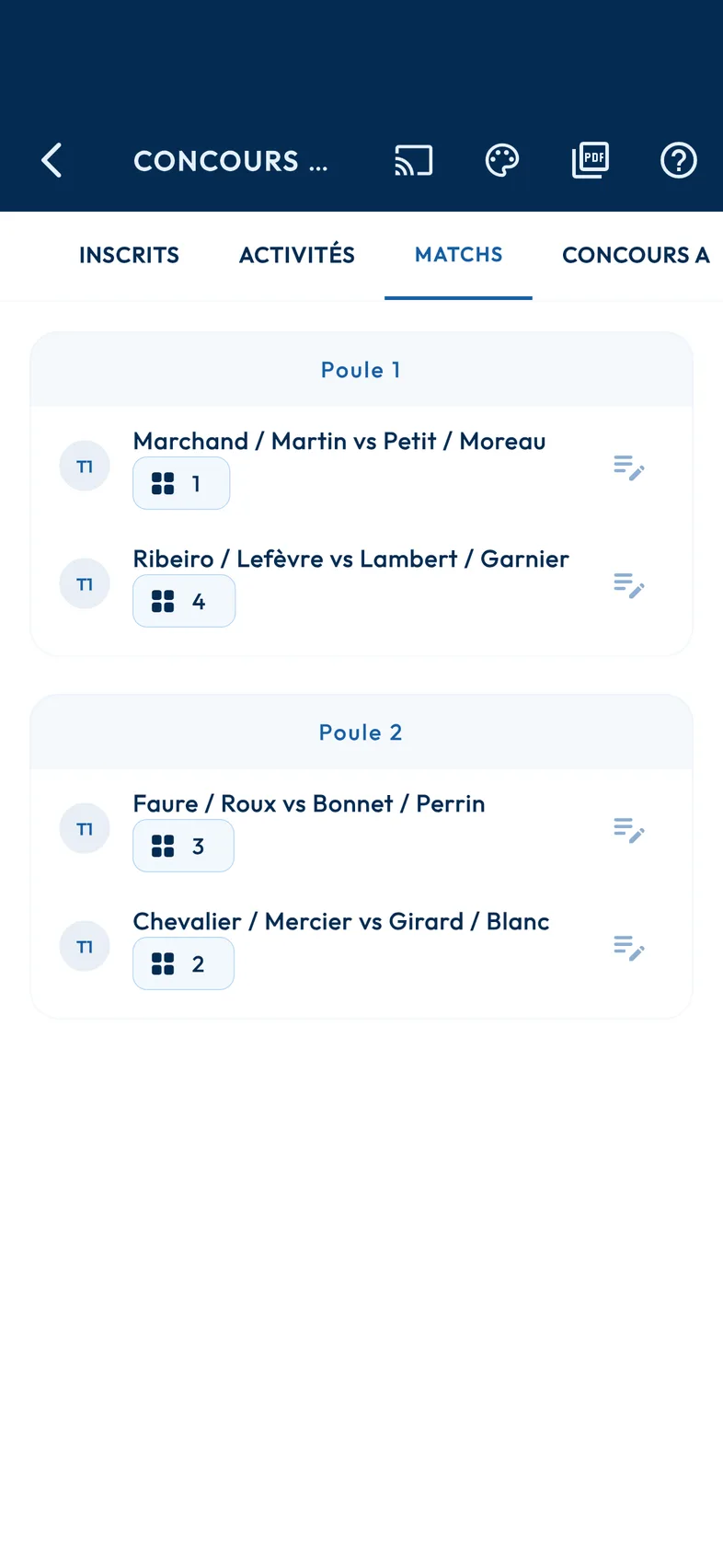Interface de création de tournoi