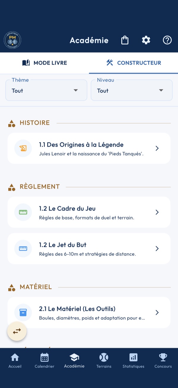 Académie, constructeur