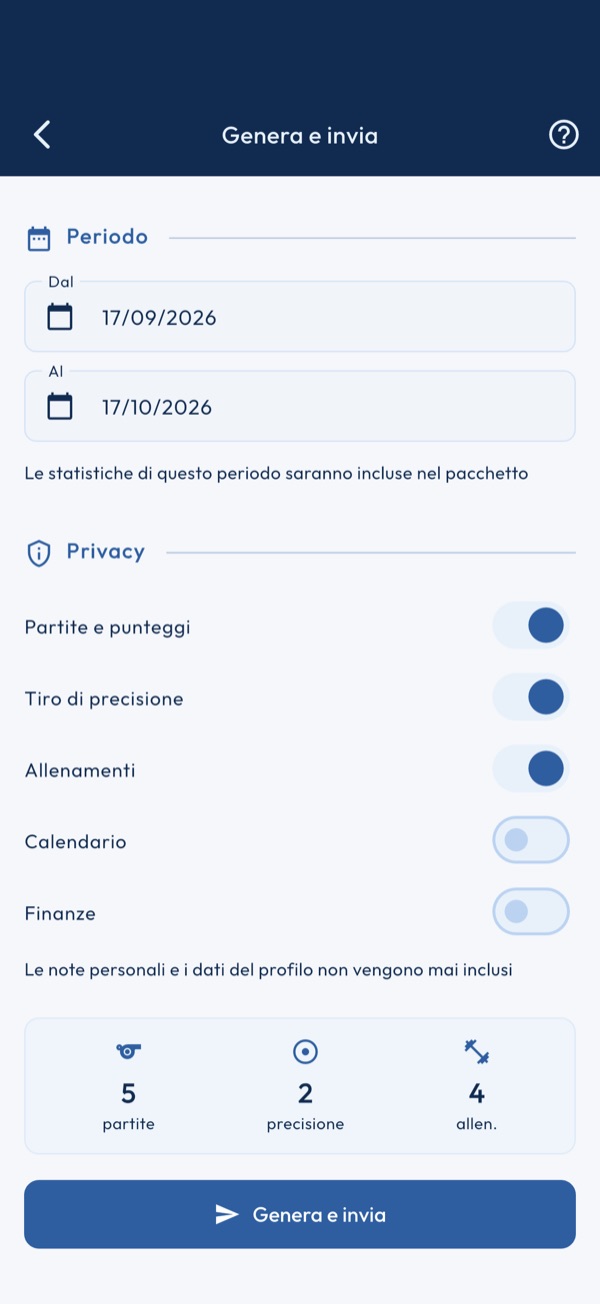 Invia le mie statistiche