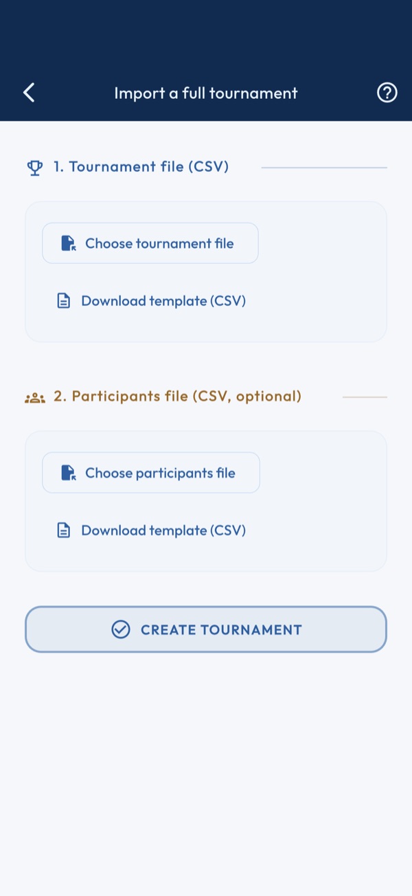 Importing a tournament