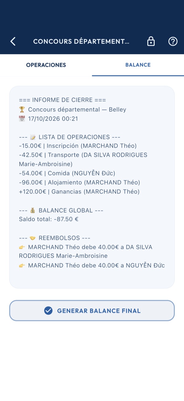 Balance del expediente