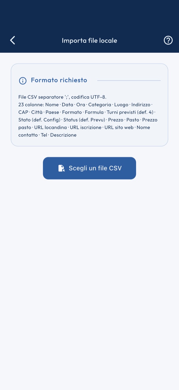 Importare un file
